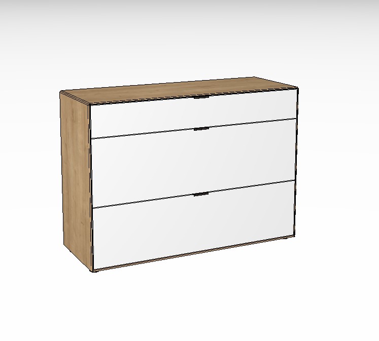 weiß braunes Sideboards vor weißem Hintergrund