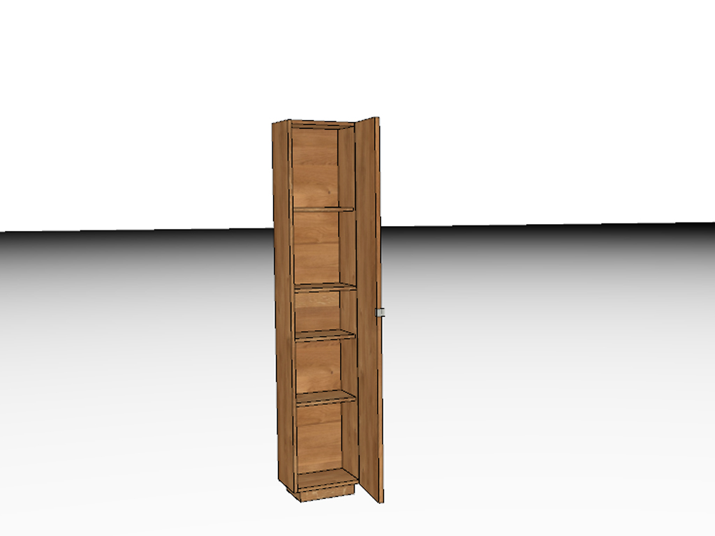 Holz-Zeilenschrank geöffnet, mit 5 Fächern