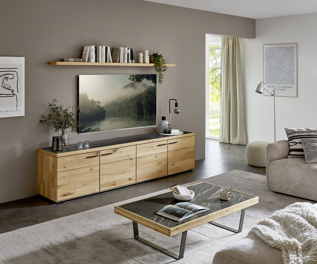 Wöstmann WM 2520 - Couchtisch | Type 9500 | B: 120,0  cm | Wildeiche massiv, Keramikplatte