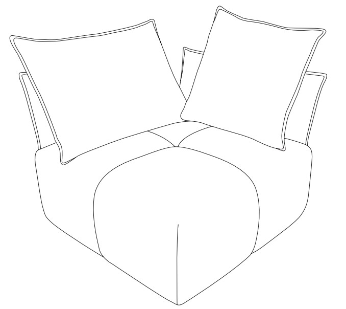 DW.P.D064519 designwerk Palace - Ecke | inkl. 1 Kissen A & 1 Kissen B | B: 107 cm | D064519