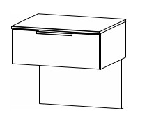 Illustration eines Hängenachttisches mit einer Schublade vor weißem Hintergrund