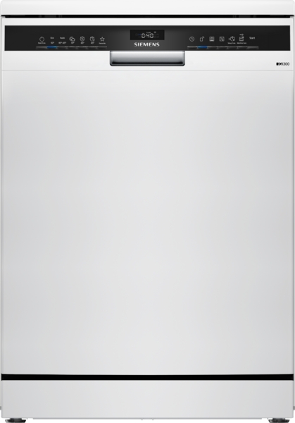 Frontansicht eines modernen Siemens Geschirrspülers mit digitalem Bedienfeld