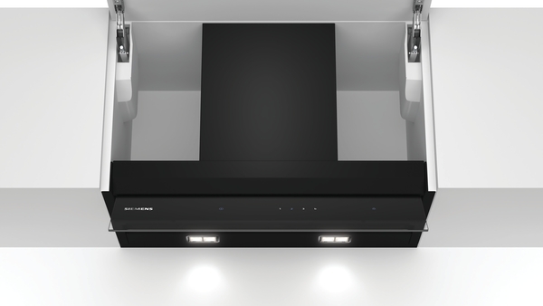 Siemens powerLine - Integrierte Abzugshaube iQ500 (60 cm) | LJ67BAM60 Schwarze, in einen Küchenschrank integrierte Dunstabzugshaube mit Licht