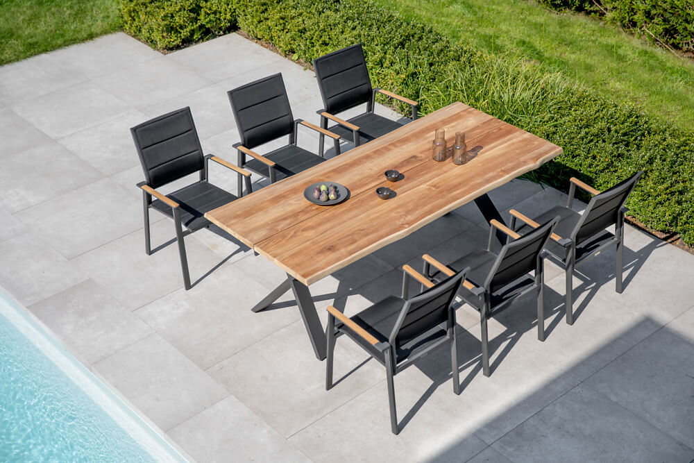 Niehoff Garden. Solid | T2G1 | Tisch | 280 x 95 cm | Profilkufe Edelstahl/Teak gebürstet Niehoff Garden. Solid | T2G1 | Tisch | 280 x 95 cm | Profilkufe Edelstahl/Teak gebürstet