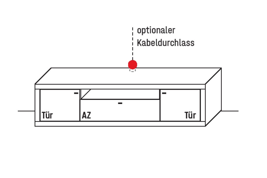 Illustration eines braunen Lowboards vor weißem Hintergrund