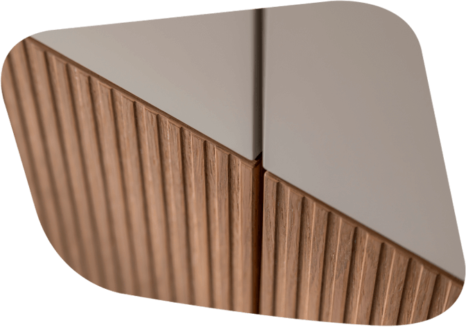 Kleiderschrankfront in glatt weiß und Holz geriffelt