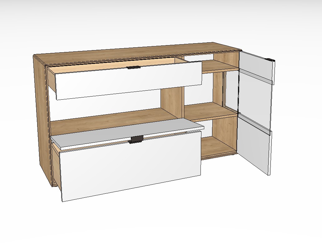 weiß braunes Sideboards vor weißem Hintergrund