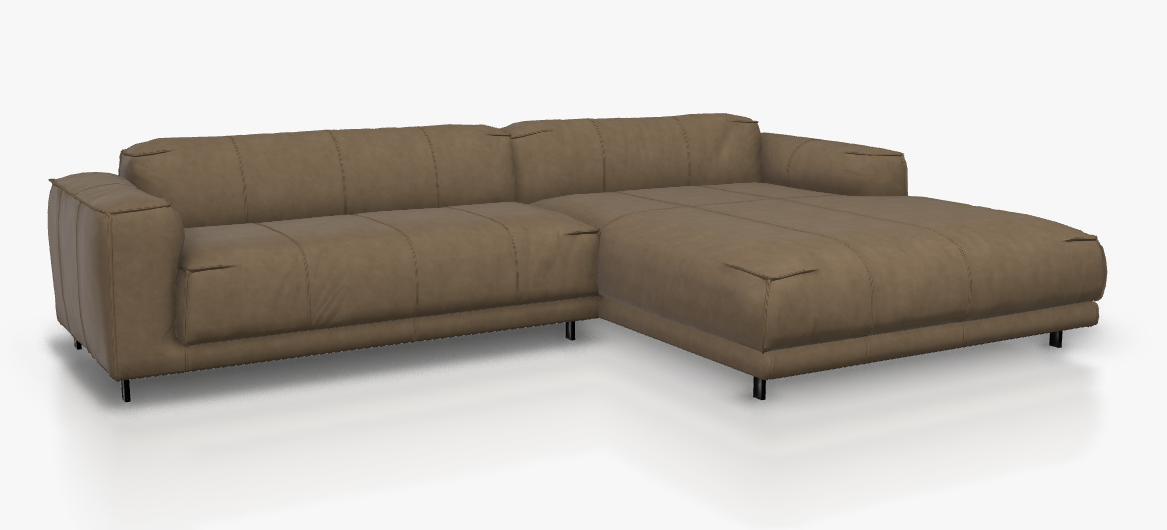 freistil Rolf Benz 136 - Sofagarnitur | B: ca. 300 cm Braunes Ledersofa mit Eckdesign und Polstern für modernes Wohnzimmer
