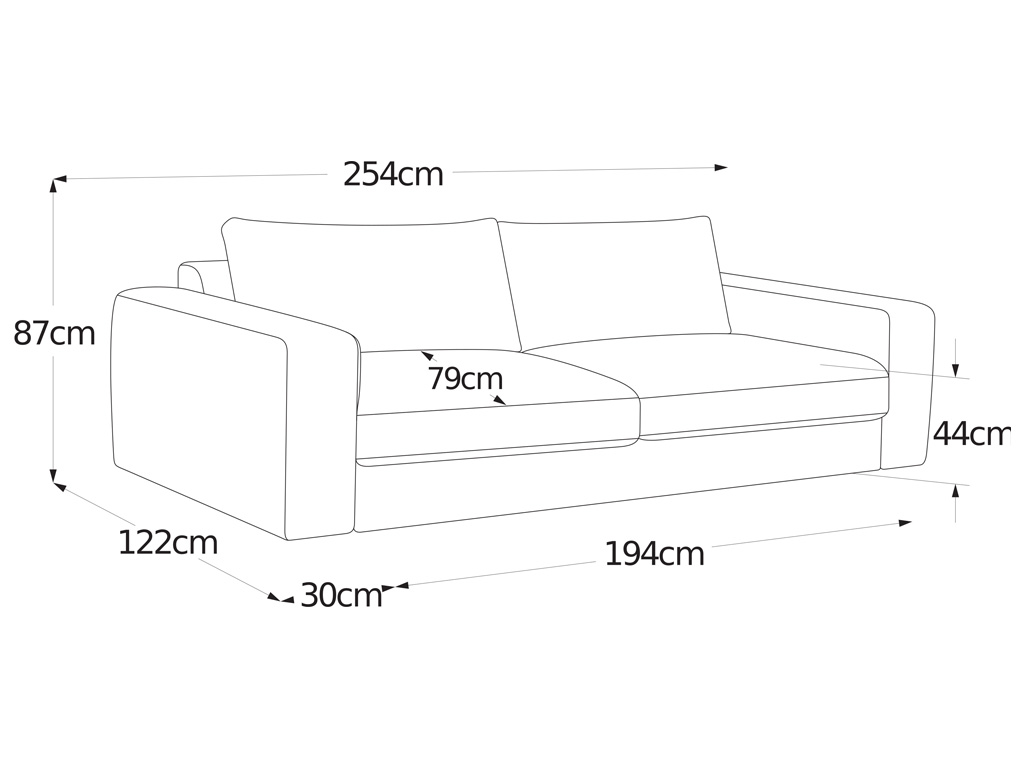 Megasofa B: 254 cm 