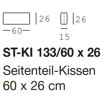 Maßzeichnung eines Kissens für ein Sofa vor weißem Hintergrund freistil Rolf Benz 133