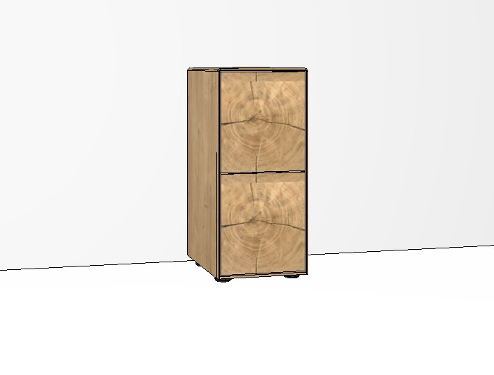 brauner kleiner Schrankes mit Holzakzent vor weißem Hintergrund