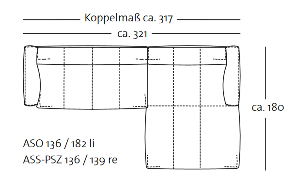 freistil 136 | Polstergarnitur | B: ca. 321 cm