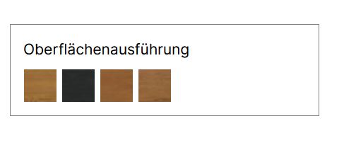 Farbmuster von verschiedenen Holzoberflächen in Tabellenform von Hasena