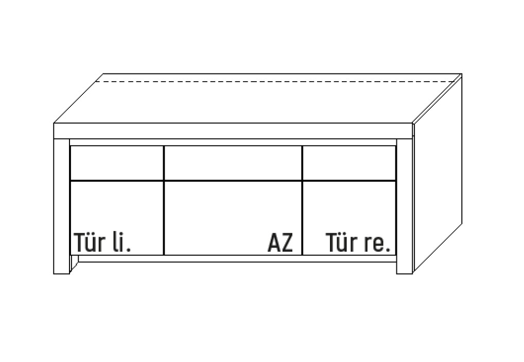 Illustration eines Lowboards vor weißem Hintergrund