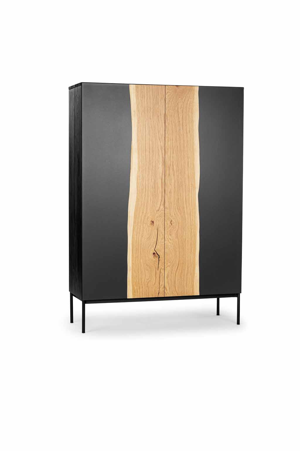 Wimmer 18Hundert | Highboard | B: 110,9 cm | 153110 Stilvoller Schrank aus Holz und Metall mit einem natürlichen Holzmuster in der Mitte
