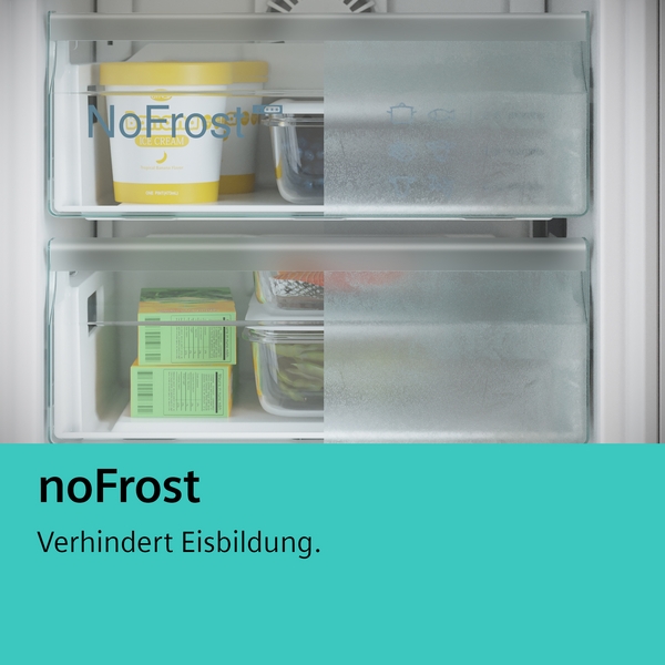 NoFrost Gefrierschrank mit Eisbehältern und Verpackungen, die Eisbildung verhindern