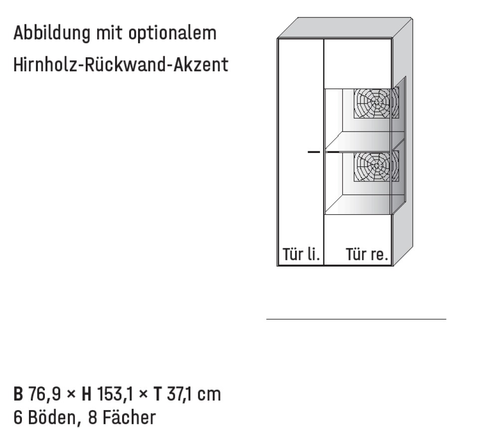 Illustration einer Hängevitrine und Beschriftung vor weißem Hintergrund