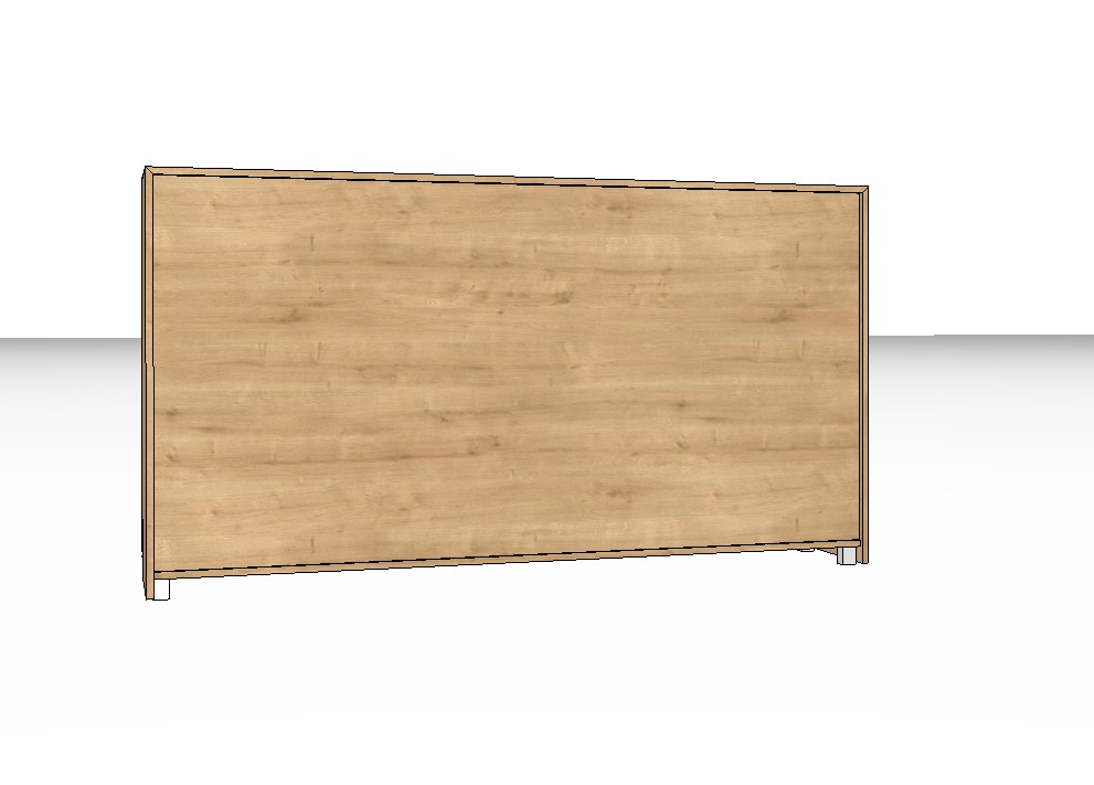 Rückansicht eines braunen Highboards vor weißem Hintergrund