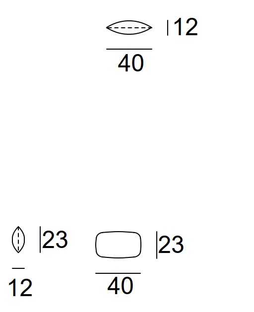 Maßzeichnung eines Kissens vor weißem Hintergrund