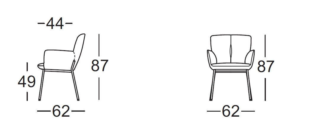 Rolf Benz. 655 | Stuhl mit Armlehnen | einfarbig "All-Over"
