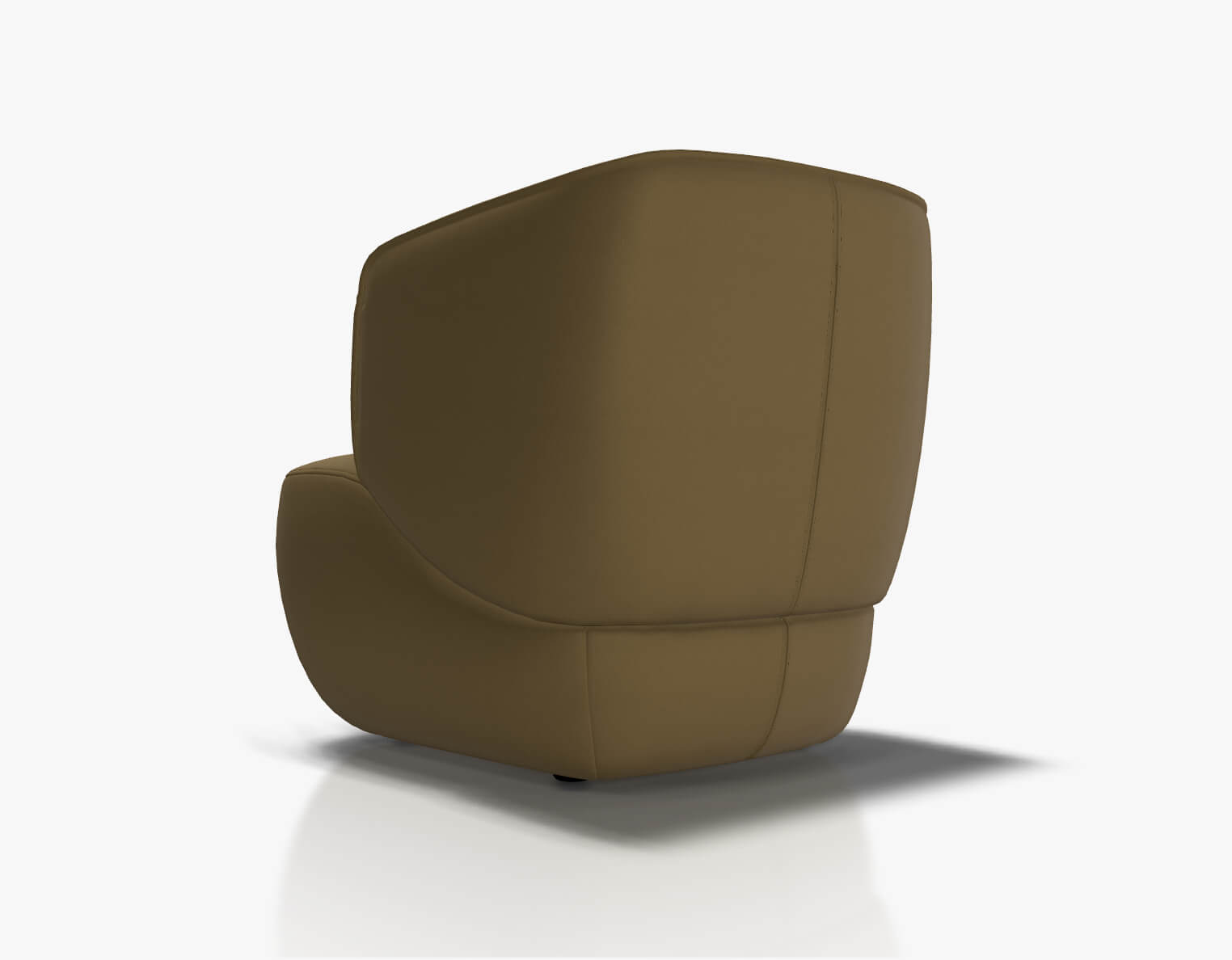 Bequemer brauner Sessel, Rückansicht, modernes Design