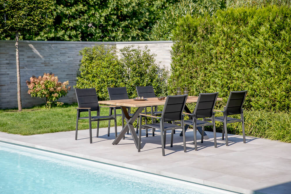 Niehoff Garden. Solid | T2G1 | Tisch | 280 x 95 cm | Profilkufe Edelstahl/Teak gebürstet Niehoff Garden. Solid | T2G1 | Tisch | 280 x 95 cm | Profilkufe Edelstahl/Teak gebürstet