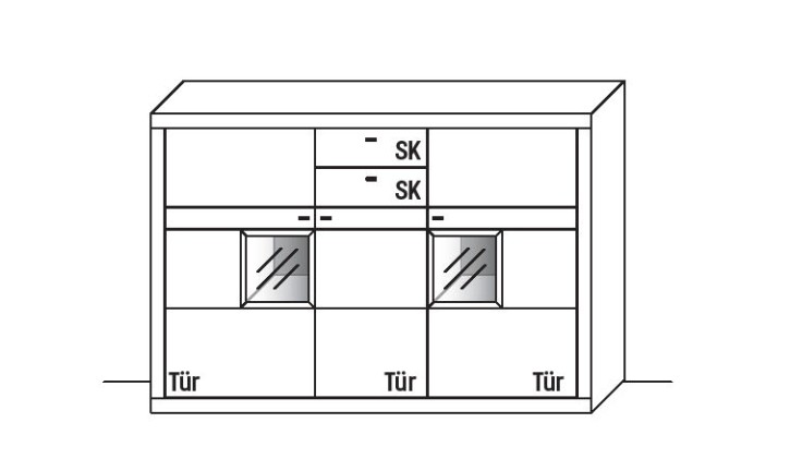 Illustration eines Highboards vor weißem Hintergrund