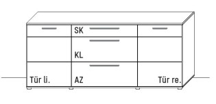 Illustration eines Sideboards vor weißem Hintergrund