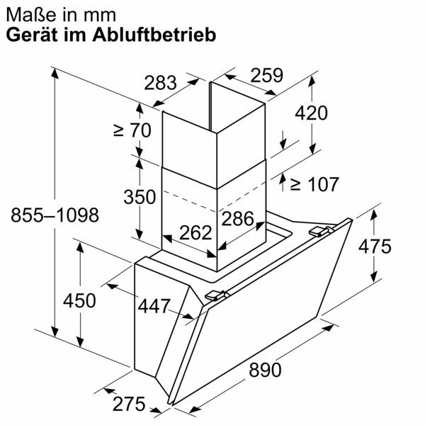 Siemens studioLine LC91KLT65 iQ700 Wand Dunstabzugshaube 90 cm Klarglas schwarz bedruckt