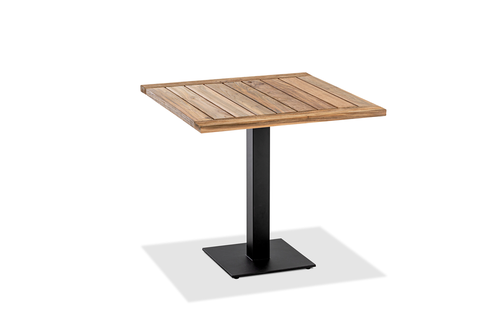 Niehoff Garden. Bistro | G510 | Tisch, quadratisch | 81 x 81 cm | Stahl anthrazit/Teak recycelt