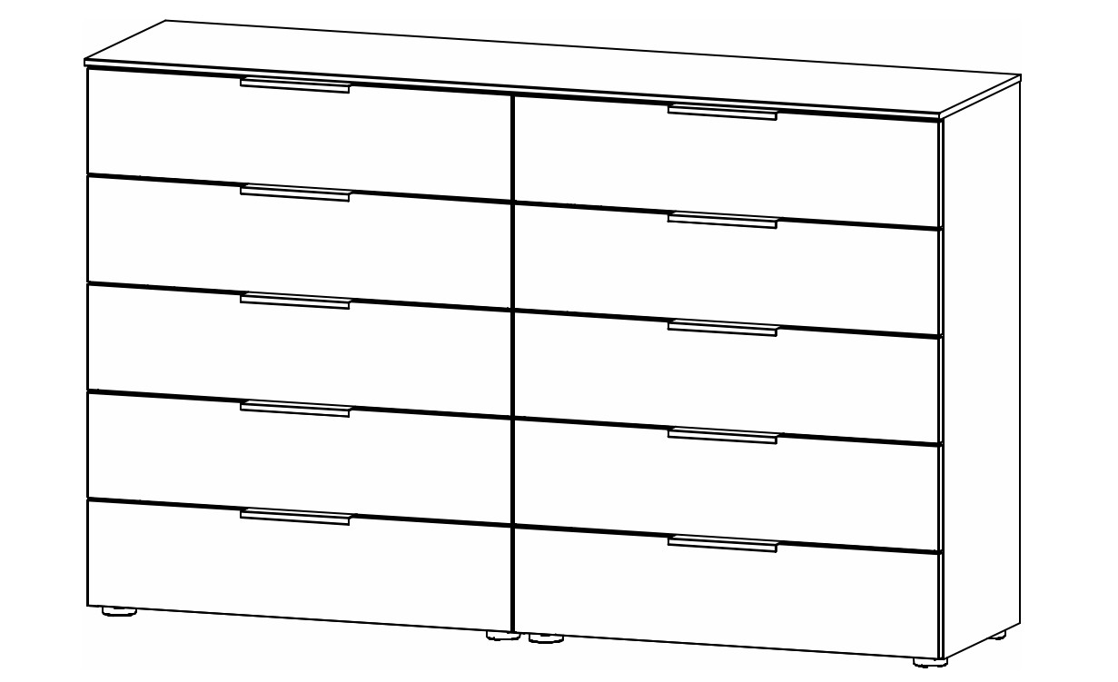 Illustration einer Kommode mit zehn Schubladen vor weißem Hintergrund