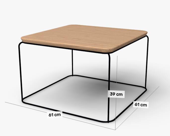 Gestell: RAL 9005 Tiefschwarz | Tischplatte: Eiche massiv natur (Type 151-100)