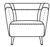 Illustration eines Sessels vor weißem Hintergrund