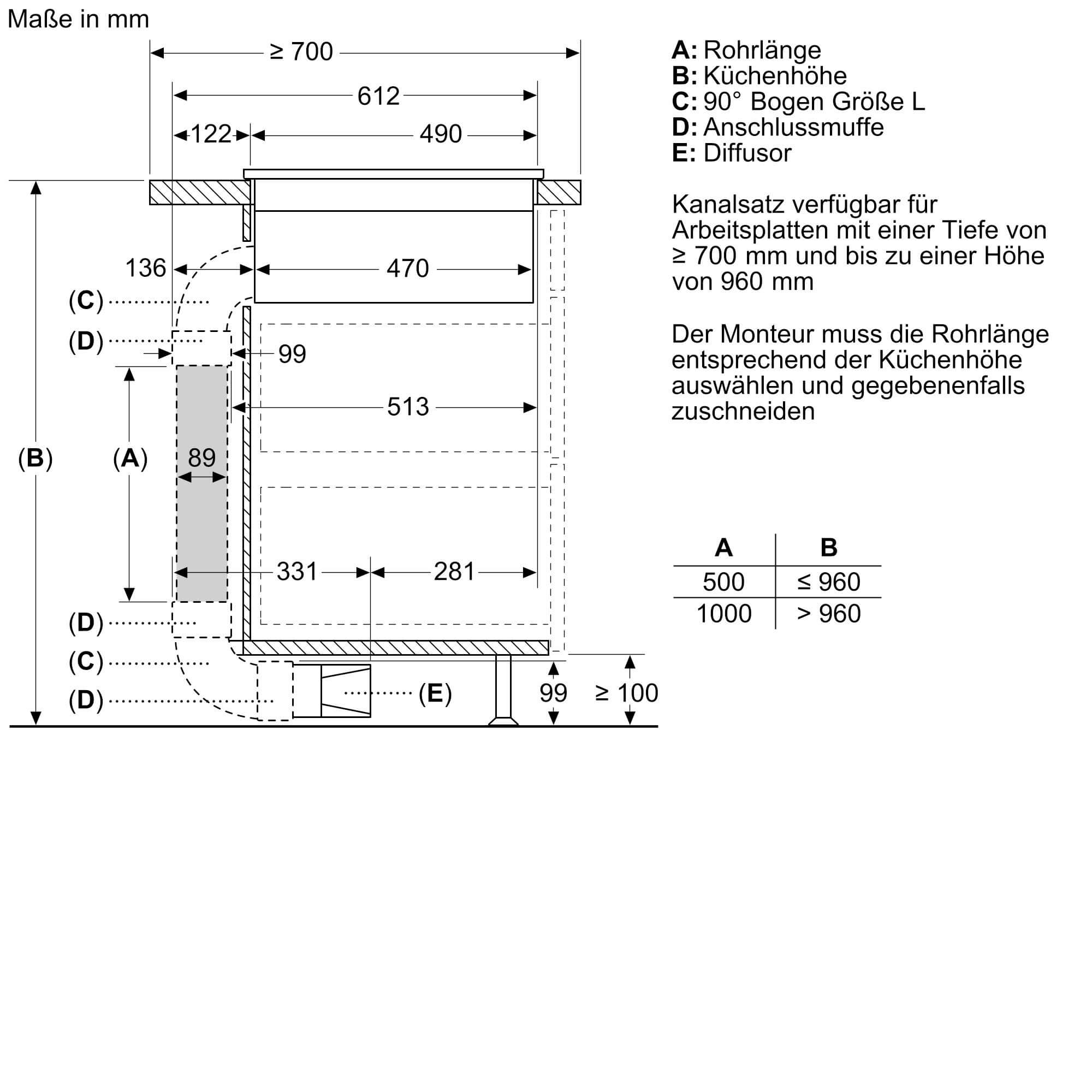 Einbauzeichnung zu Siemens Dampfbackofen ED77BHQ26E.