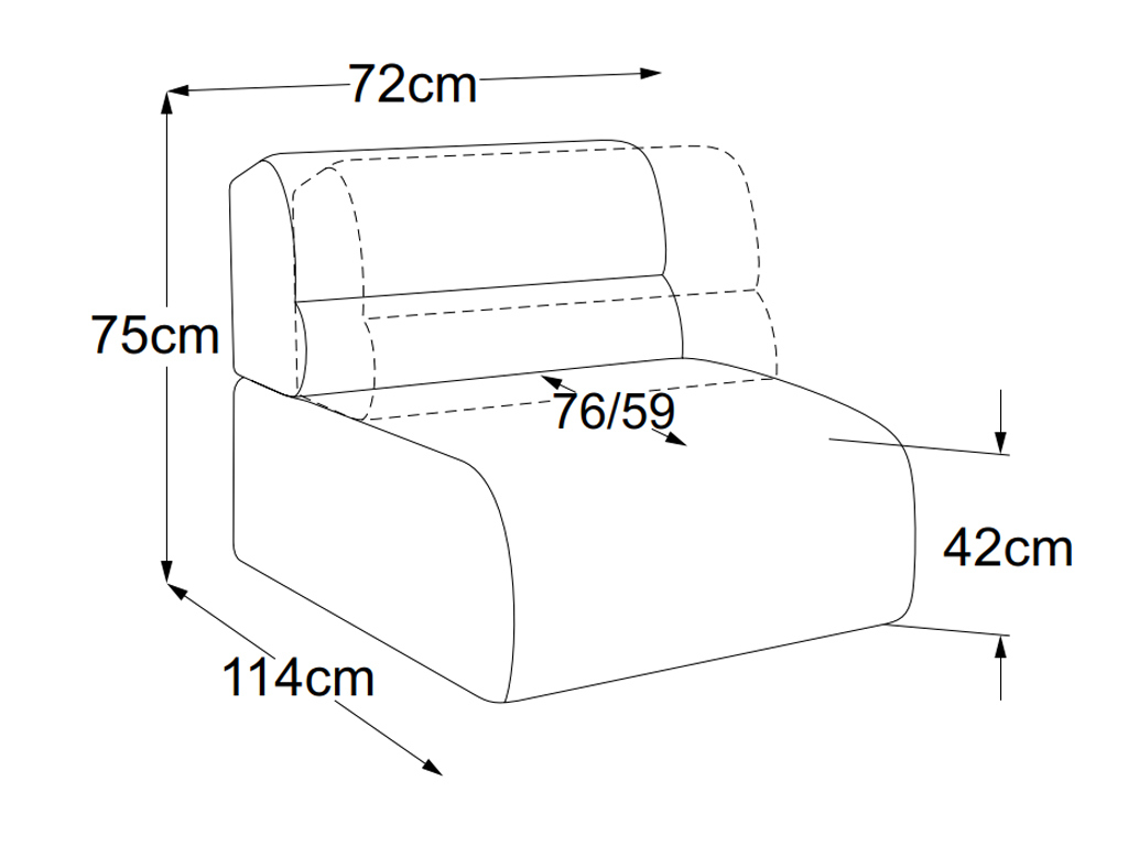 designwerk Colosseo - Element 70 ohne Armteil | B: 72 cm | mit Rückenverstellung | D081110