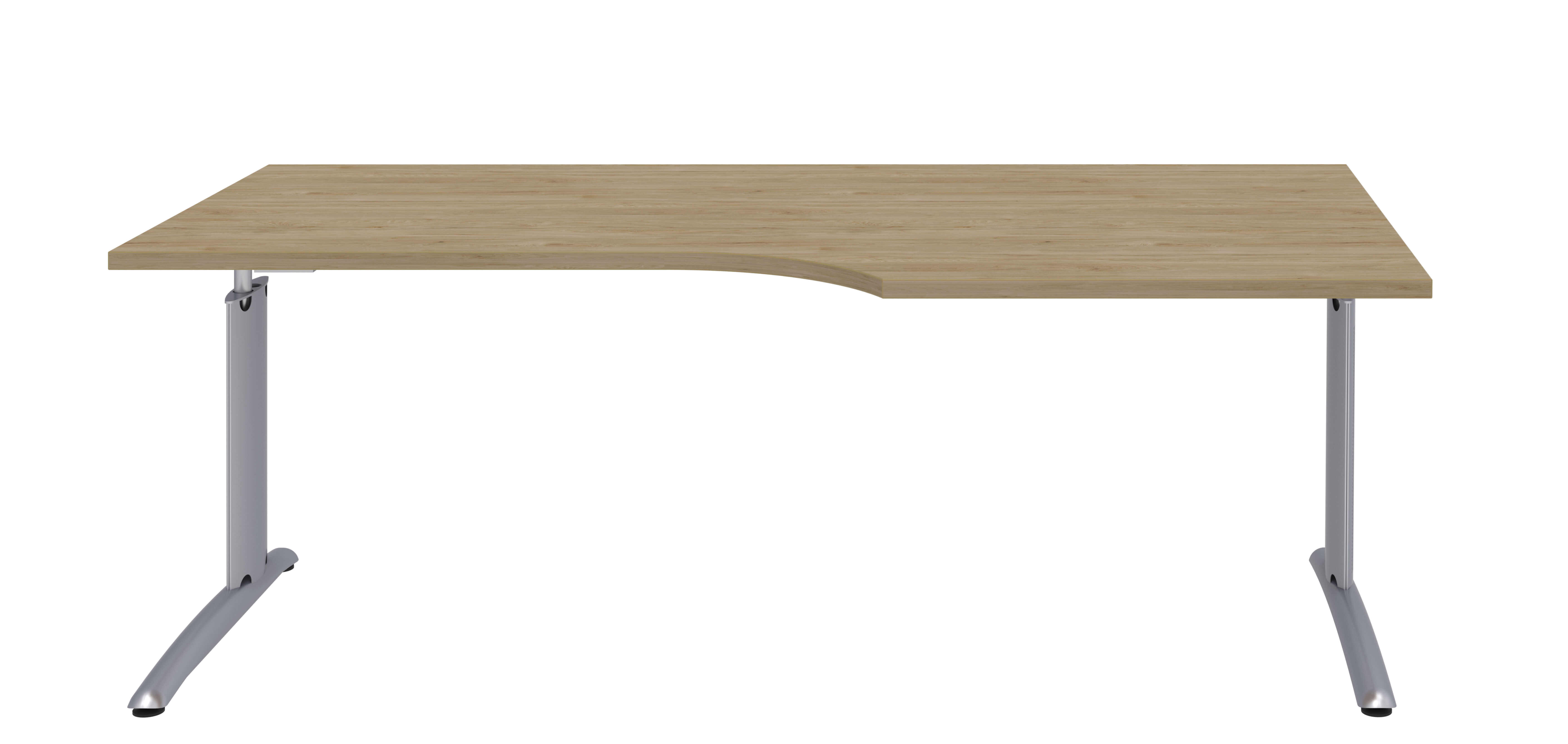 Röhr Bush techno - Schreibtisch | B: 180,0 cm | höhenverstellbar Ein moderner Schreibtisch mit Holzplatte und stabilen, silbernen Metallbeinen