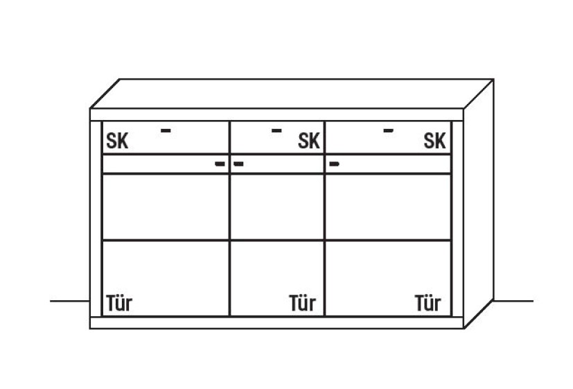 Illustration eines Highboards vor weißem Hintergrund
