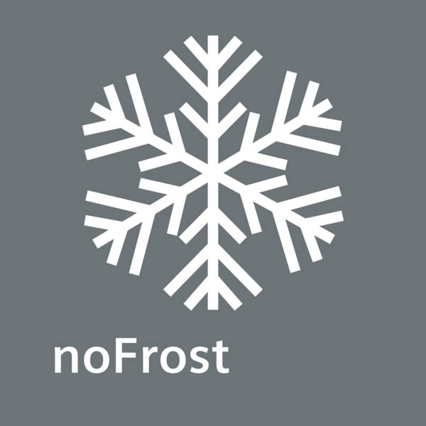 Grafik eines Schneeflockensymbols mit der Beschriftung 'noFrost', das die Frostfreiheitstechnologie darstellt.