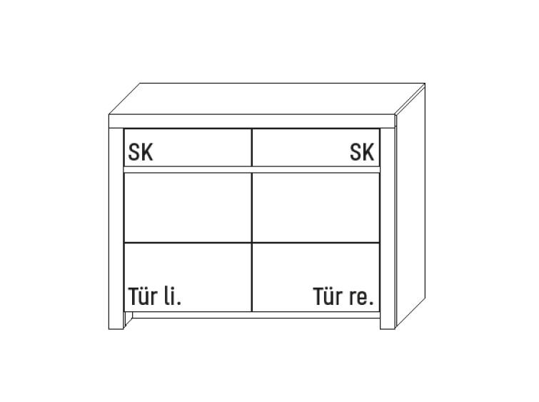 Illustration eines Sideboards vor weißem Hintergrund