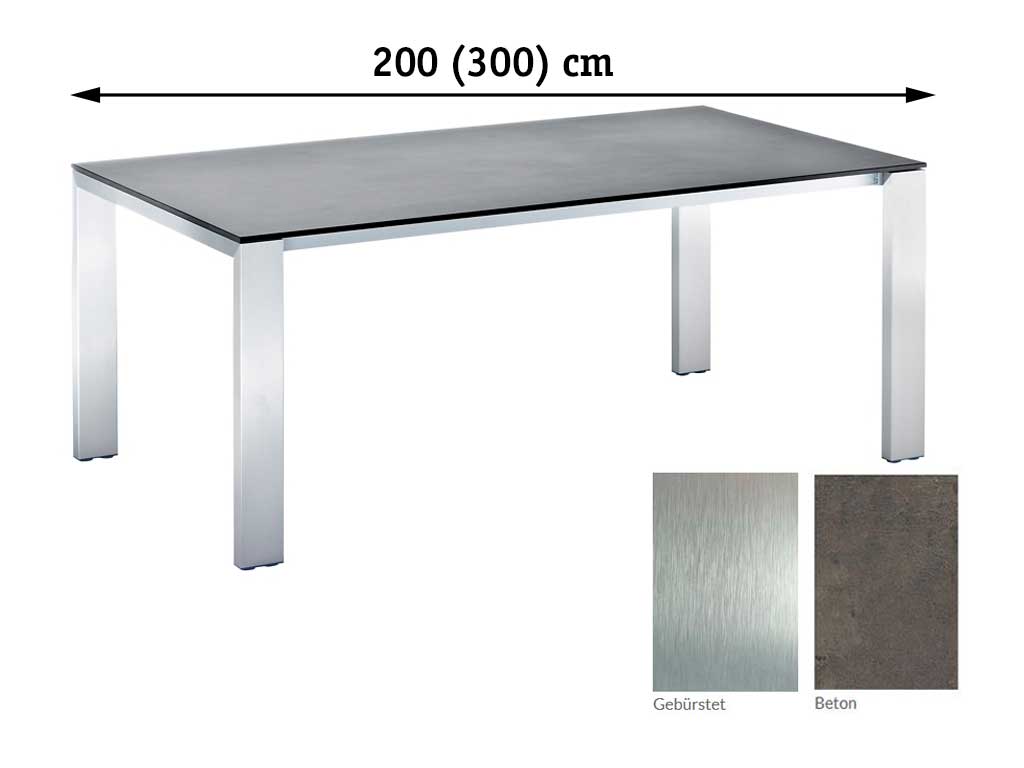 Niehoff Garden. Newport | G623 | Ausziehtisch | 200 (300) x 100 cm | Aluminium/HPL Beton