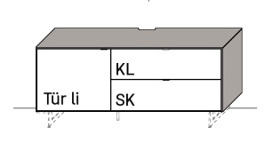 Illustration eines Lowboards vor weißem Hintergrund