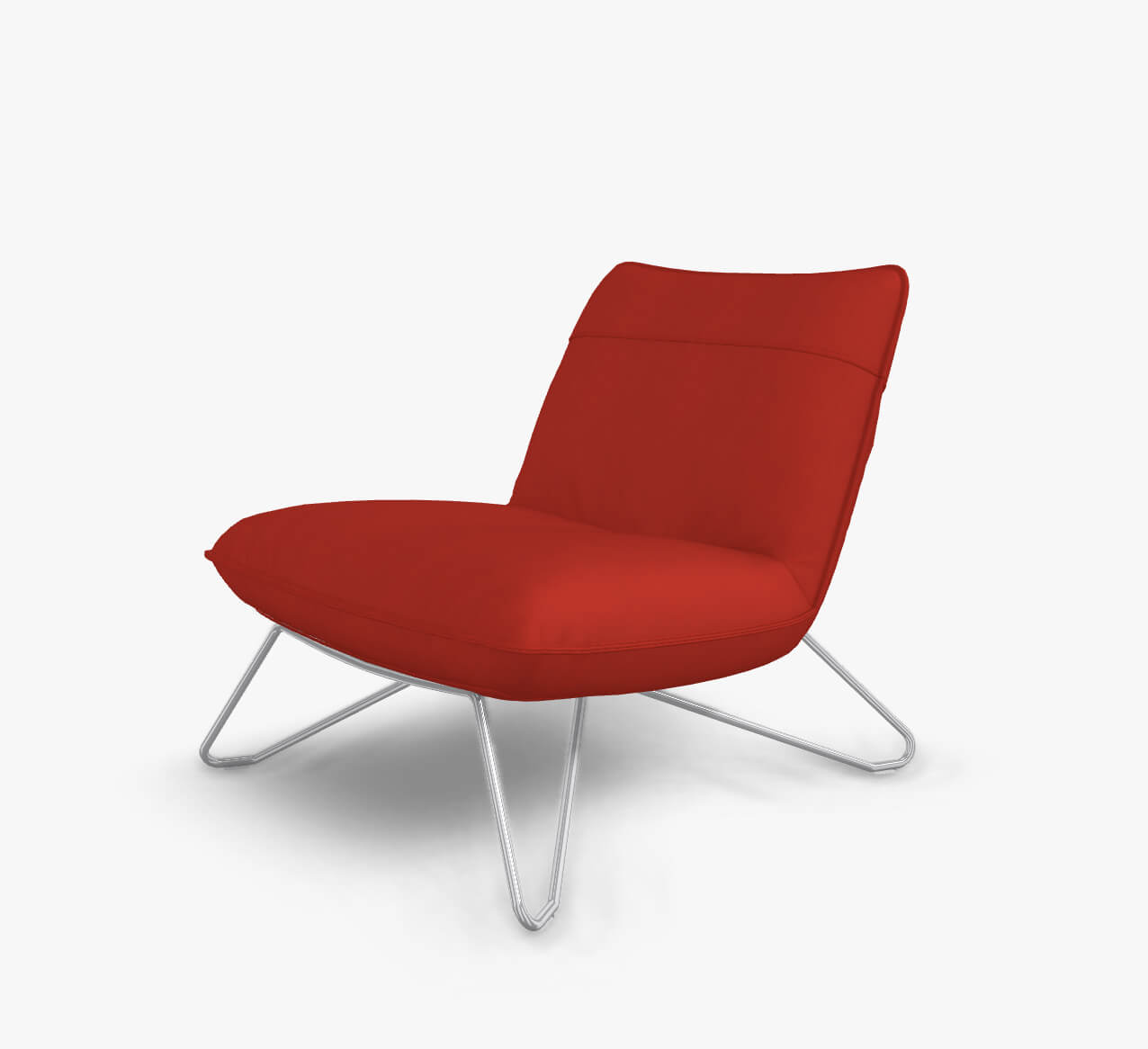 Rolf Benz 394 - Sessel (Loungesessel) | Leder, braunrot 36.410 | Metallgestell Glanzchrom Ein eleganter Sessel in leuchtendem Rot mit stabilen Metallbeinen, ideal für modernes Wohnzimmerdesign
