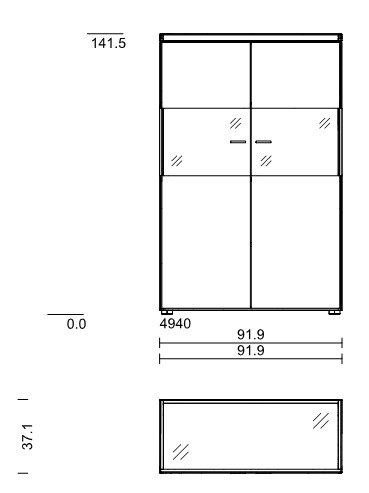 Wöstmann WM 2520 - Highboard | Type 4940 | B: 91,9 cm | Wildeiche massiv, Keramik
