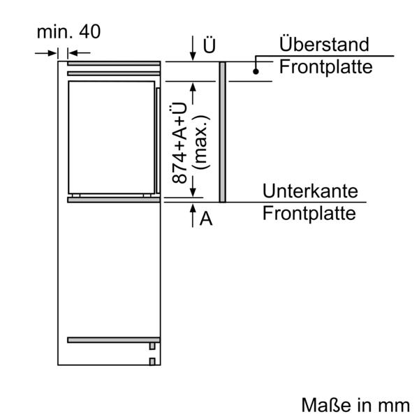 Siemens powerLine KI22L2FE1 iQ100 Einbau-Kühlschrank mit Gefrierfach 88 x 56 cm Flachscharnier