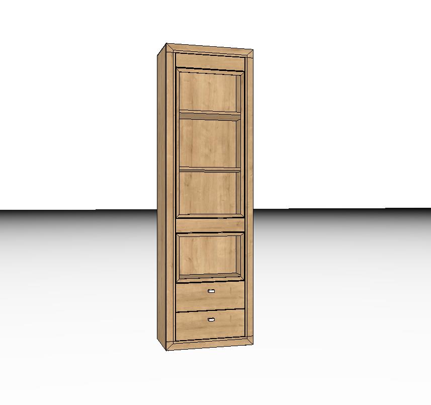 Wöstmann Aurum - Rahmenregalschrank | Type 5632 | B: 60,2 cm | Wildeiche massiv | konfigurierbar Holzregal mit mehreren Regalböden und zwei Schubladen, ideal für Bücher und Dekorationen