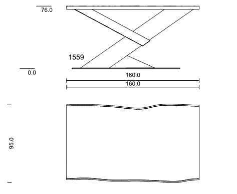 Länge: 160 cm | Breite: 95 cm | Höhe 76 cm