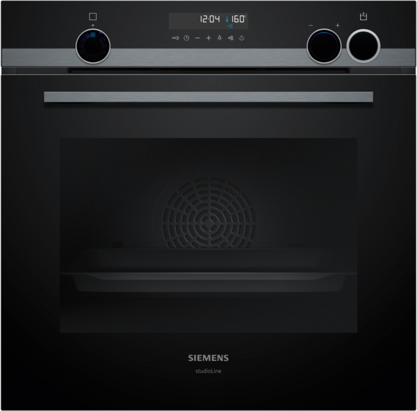 Siemens studioLine - Einbau-Backofen mit Dampfunterstützung iQ500 (60x60 cm) INKL. 5 JAHRE GARANTIE | HR478G5B7F Moderner Siemens Einbau-Backofen in stilvollem Design mit digitalem Display und Drehreglern