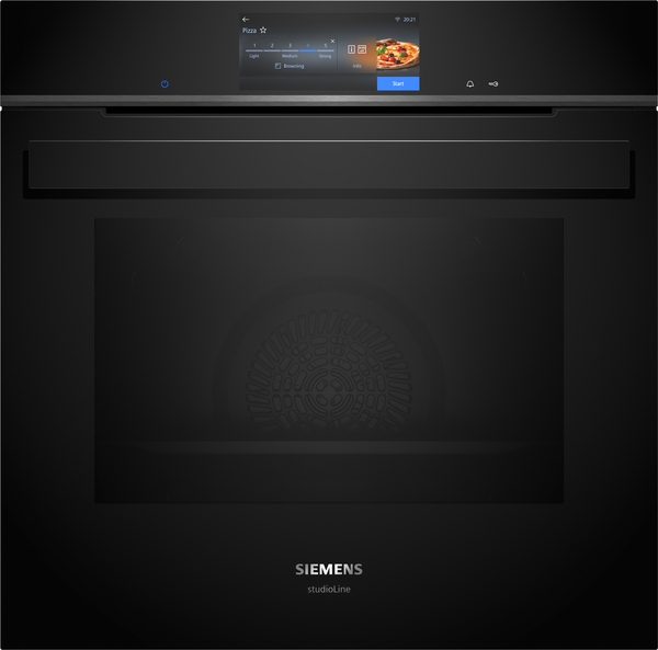 Siemens studioLine - Einbau-Dampfbackofen iQ700 (60x60 cm) INKL. 5 JAHRE GARANTIE | HS958GED1 Siemens Studioline Backofen in schwarz mit digitalem Display und Pizzafunktion