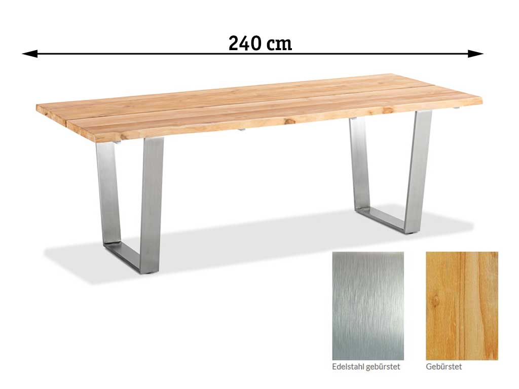 Niehoff Garden. Solid | T2G2 | Tisch | 240 x 95 cm | Trapezkufe Edelstahl/Teak gebürstet Niehoff Garden. Solid | T2G2 | Tisch | 240 x 95 cm | Trapezkufe Edelstahl/Teak gebürstet