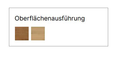 Farbmuster von verschiedenen Holzoberflächen in Tabellenform von Hasena
